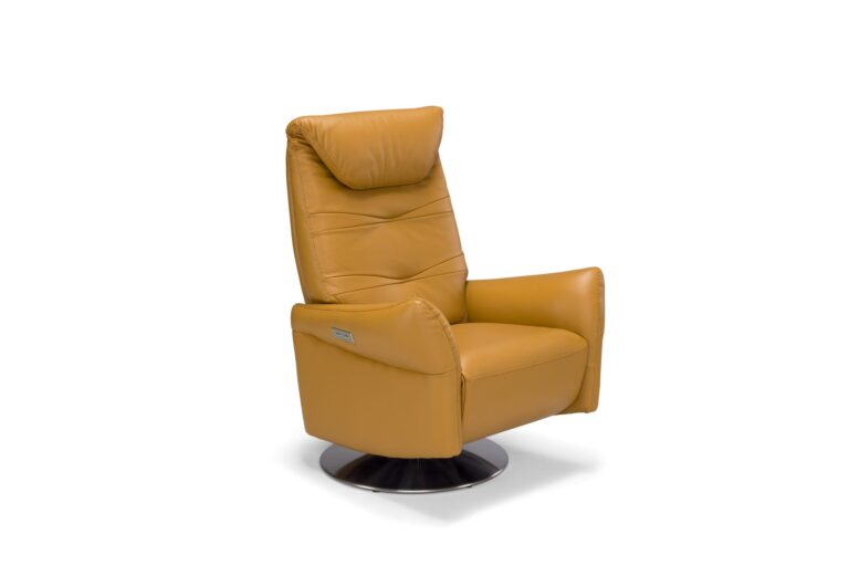 Poltrona relax girevole Adrian senape, vista frontale – Maraflex Stabio