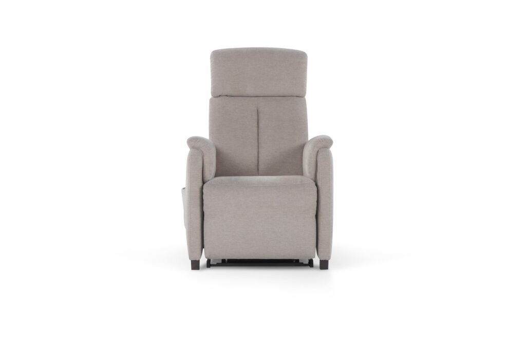 Poltrona relax alzapersona Asia grigio chiaro, vista frontale – Maraflex Stabio