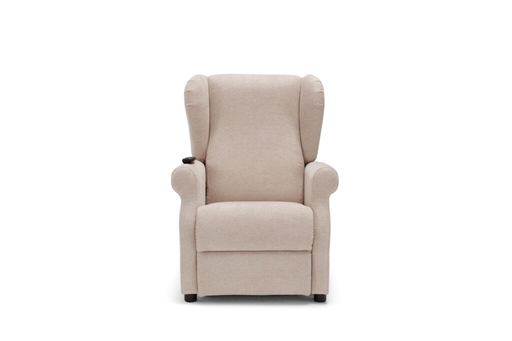 Poltrona relax alzapersona Berge' beige, vista frontale – Maraflex Stabio