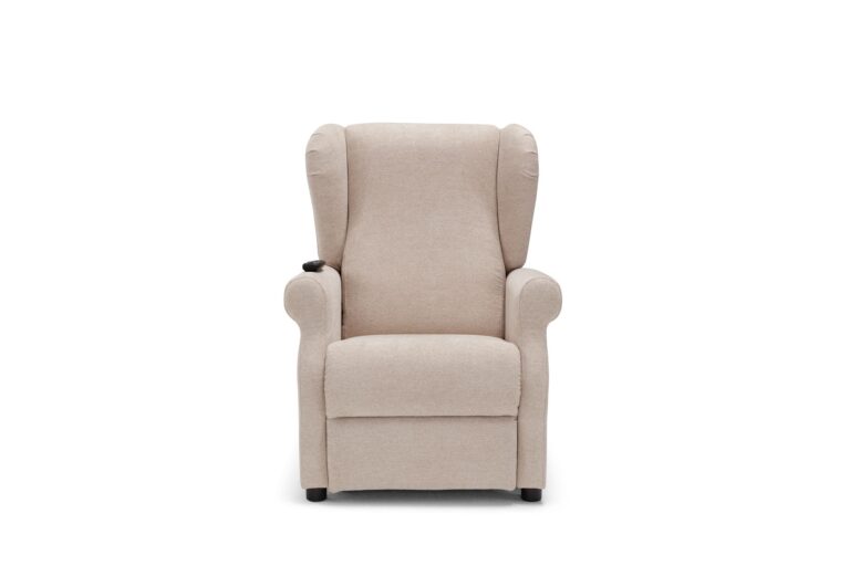 Poltrona relax alzapersona Berge' beige, vista frontale – Maraflex Stabio