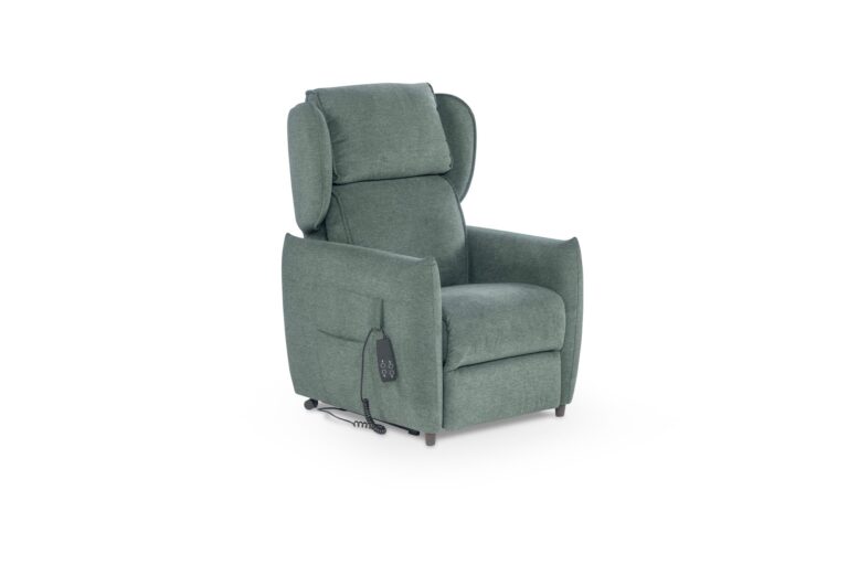 Poltrona relax alzapersona Camilla verde salvia, vista frontale – Maraflex Stabio