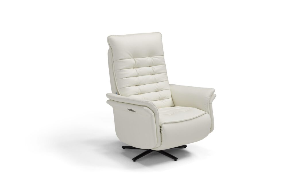 Poltrona relax girevole Jupiter bianca, vista frontale – Maraflex Stabio