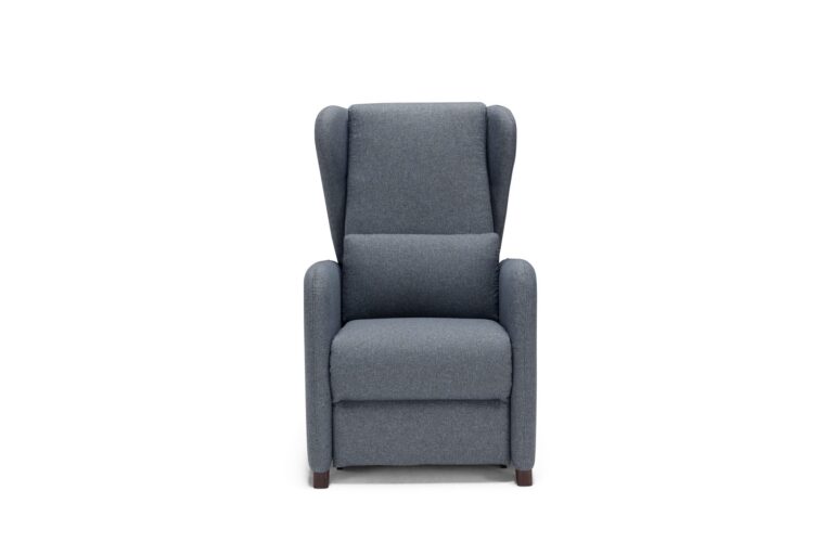 Poltrona relax alzapersona Mira grigio-blu, vista frontale – Maraflex Stabio